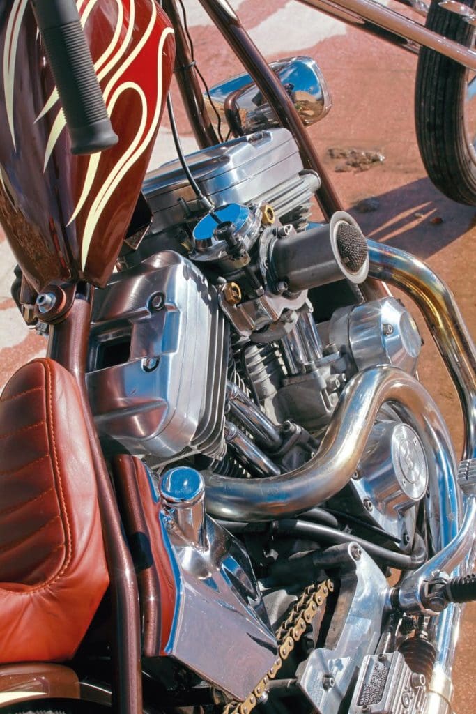 Close up of the engine.